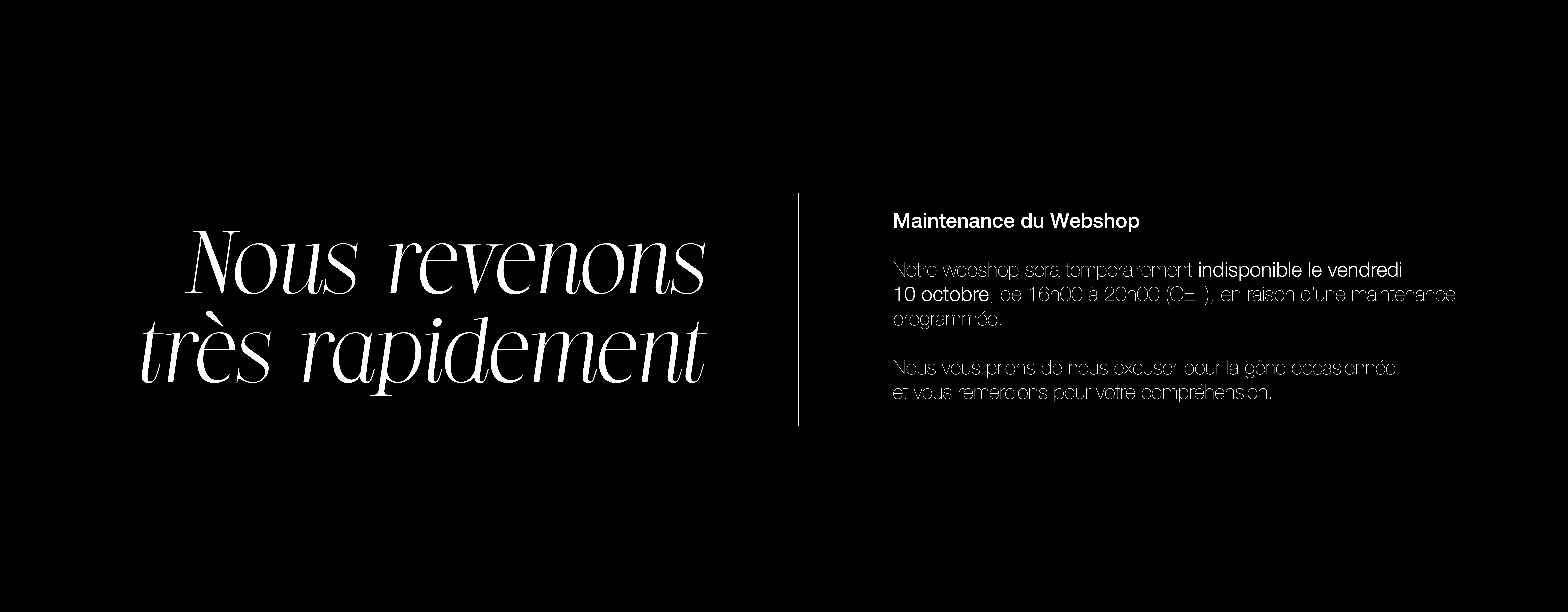 Maintenance Vendredi 10/10/25 de 16h à 20h